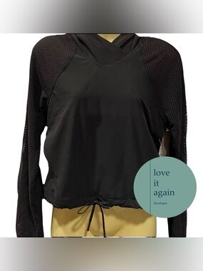 lululemon athletica Black Mesh Sleeve Hooded Pullover
